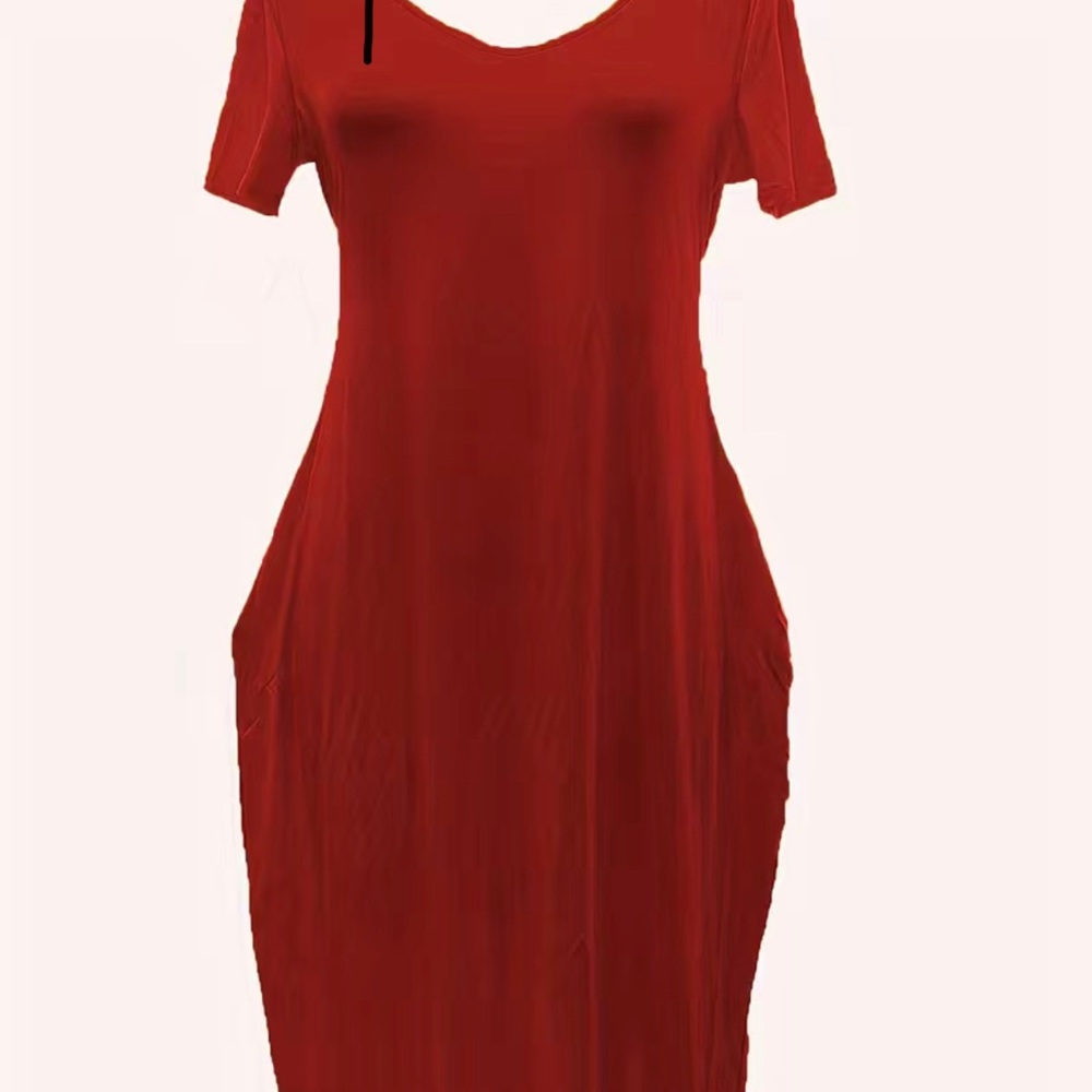 Long red pocket dress